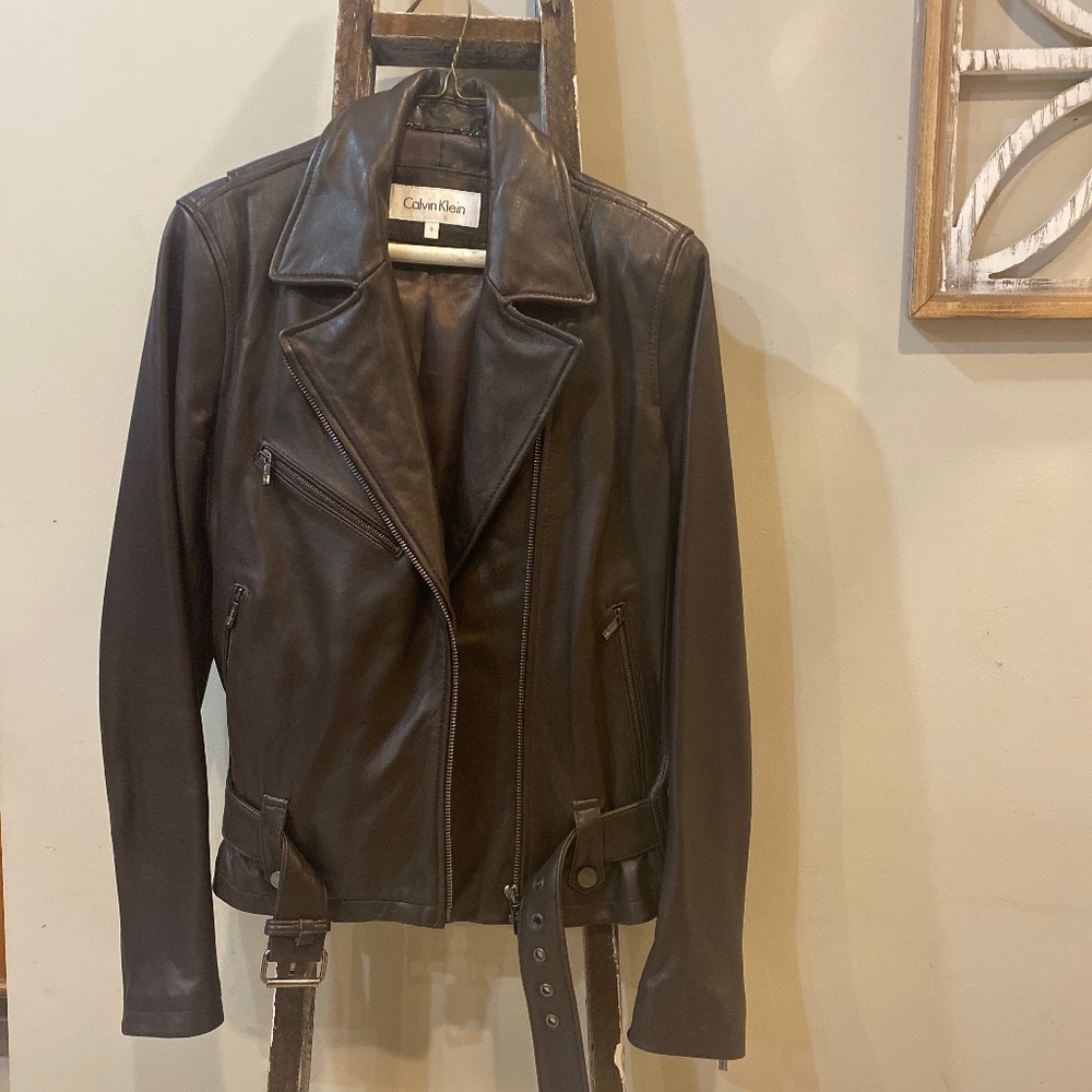 Calvin Klein Leather Coat Size S